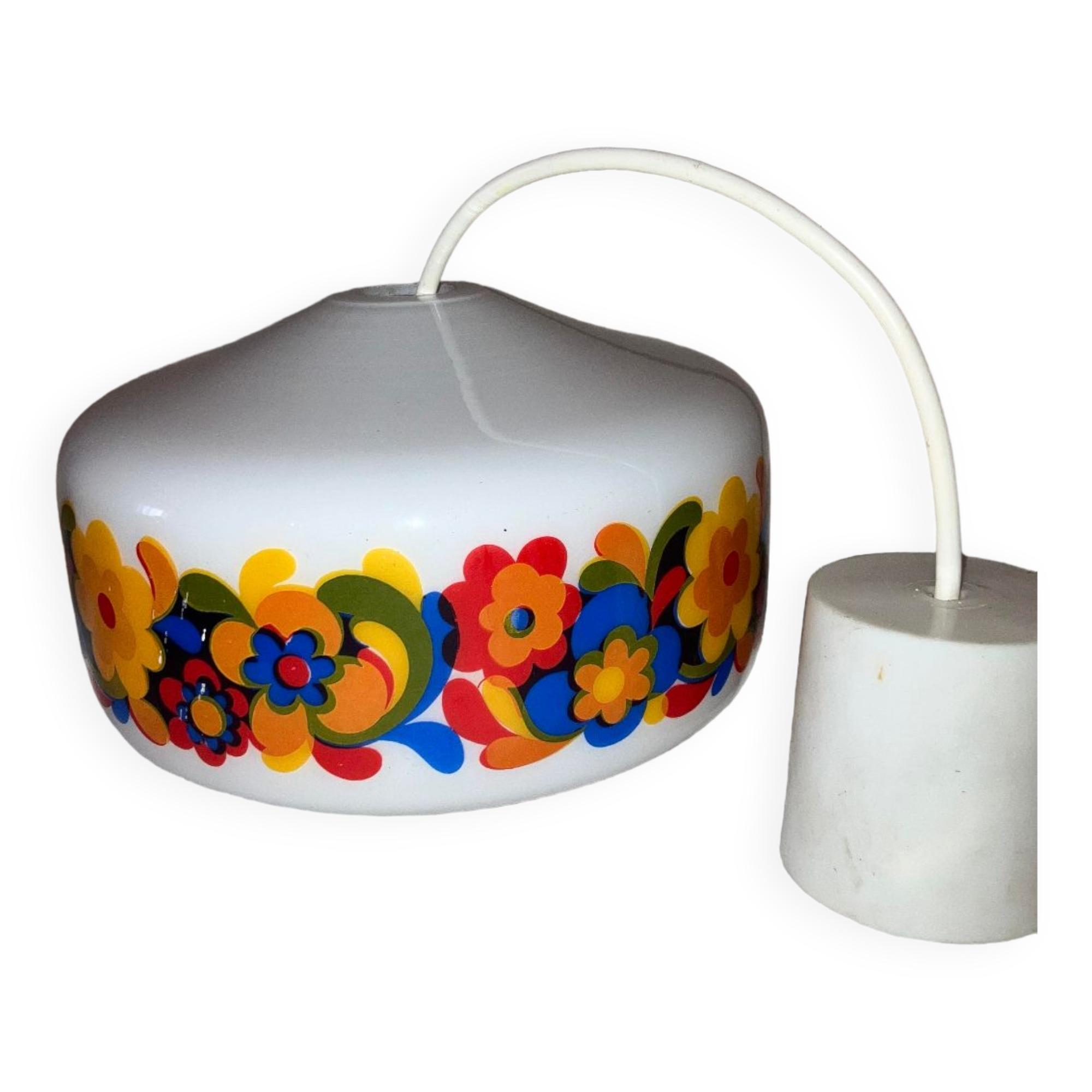 Suspension vintage opaline year 70 floral decoration