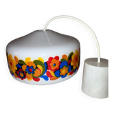 Suspension vintage opaline year 70 floral decoration