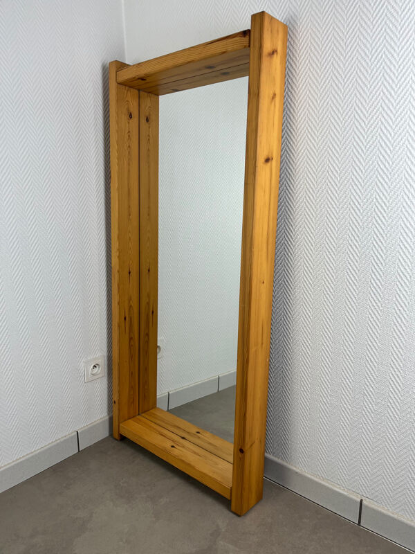 Miroir XL brutaliste pin massif style chalet