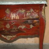 Chinoiserie Bombé Commode in Oak, Marble and Gilded Wood