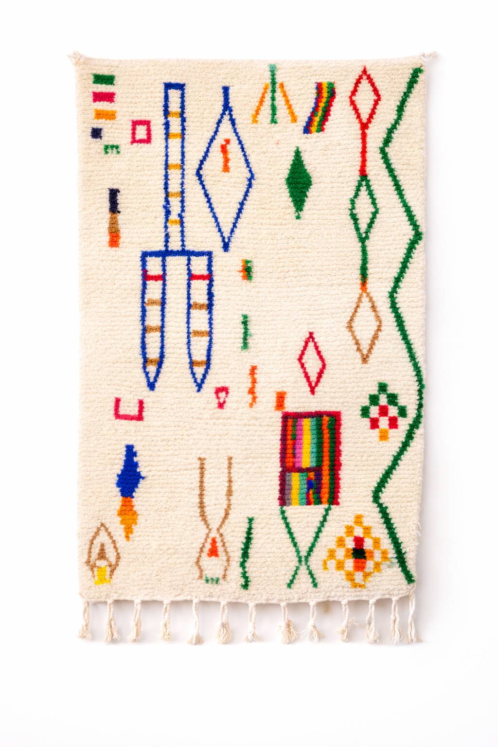 Azilal Moroccan Rug – Colourful Berber Symbols Wool Area Rug | 300x250