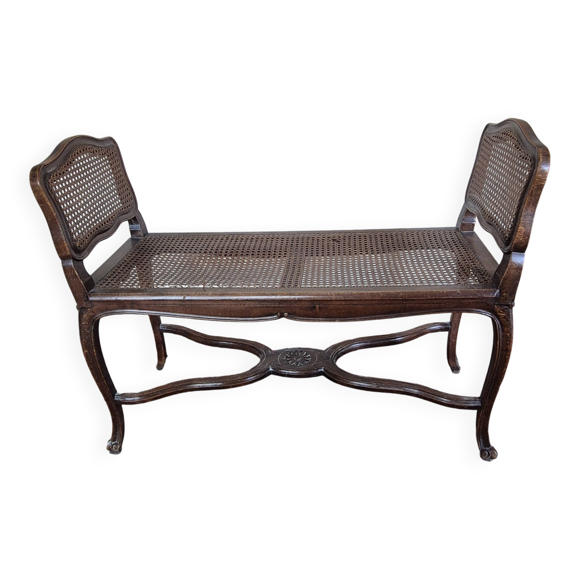 Small Louis XV style bench in walnut