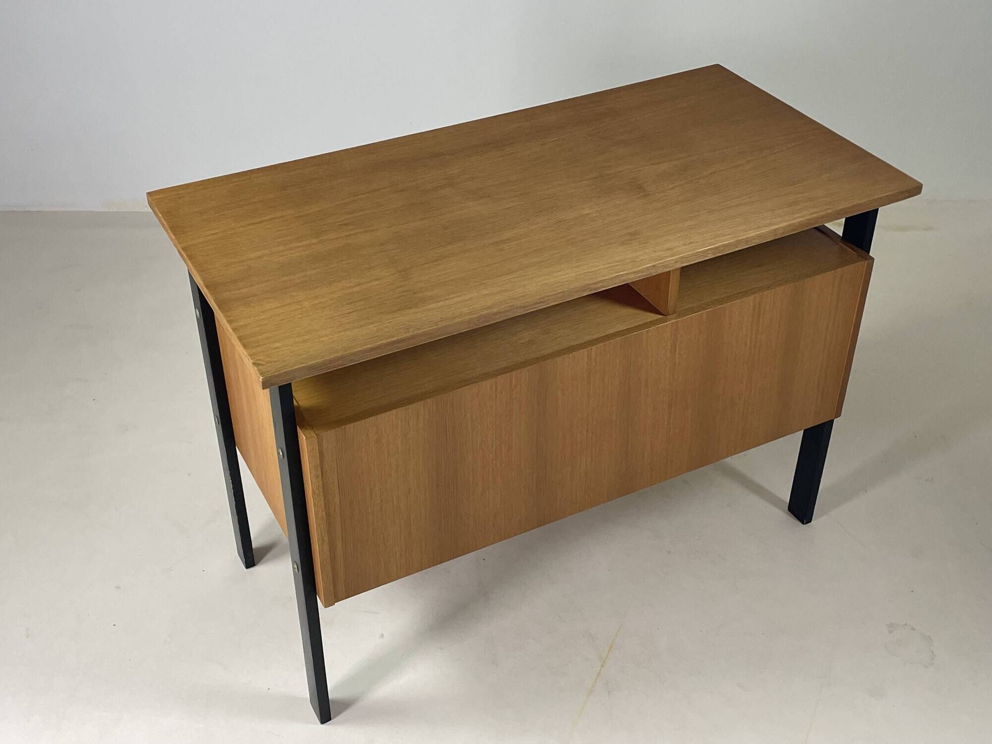Vintage oak and black wood desk from the 60s