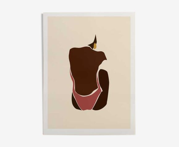 Illustration - baigneuse rose A3