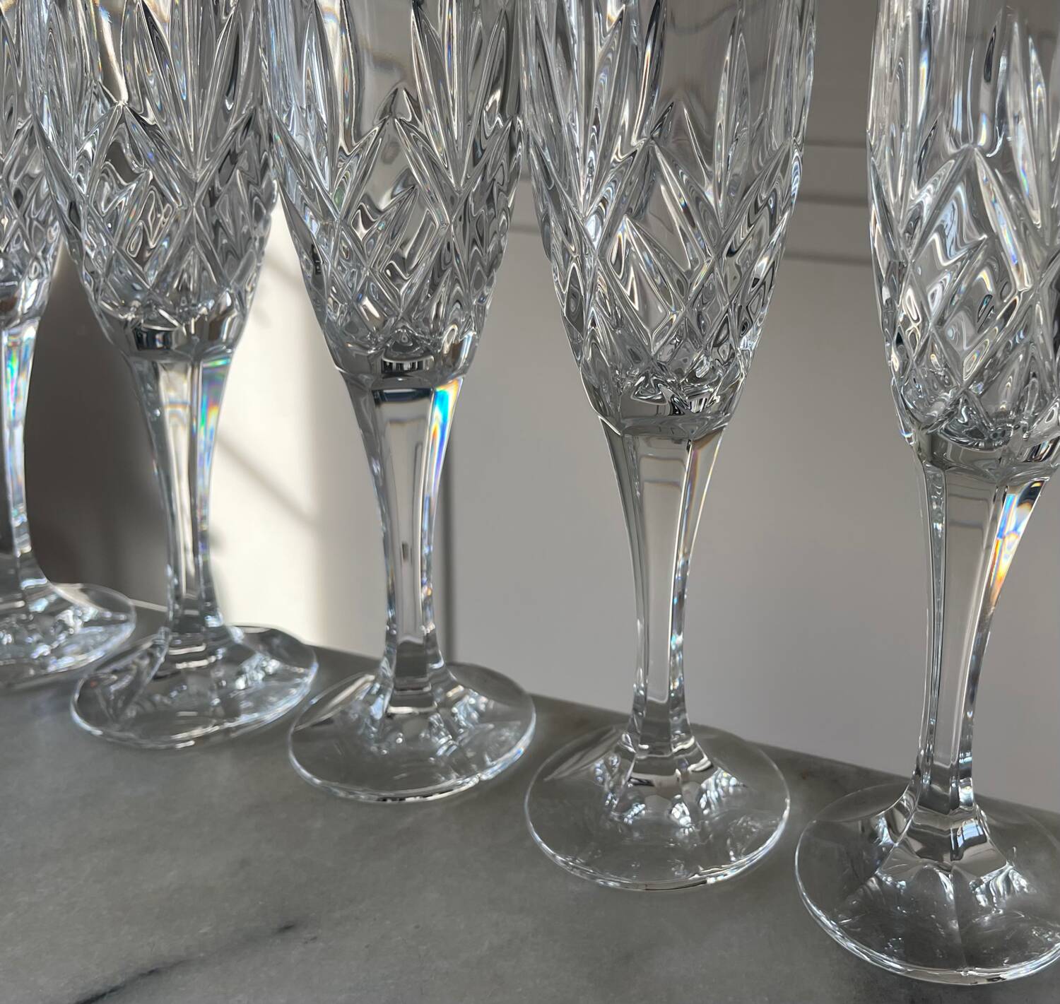 6 crystal flutes from Slovakia.