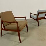 Fauteuils danois en teck par Ole Wanscher années 1960 MidCentury