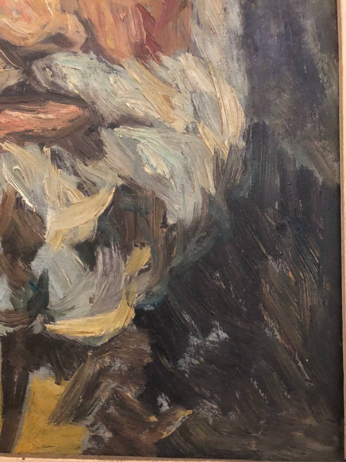 Oil on panel portrait of an old bearded man