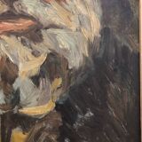 Oil on panel portrait of an old bearded man