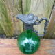 Napoleon III wine jug pitcher in souflé glass and pewter