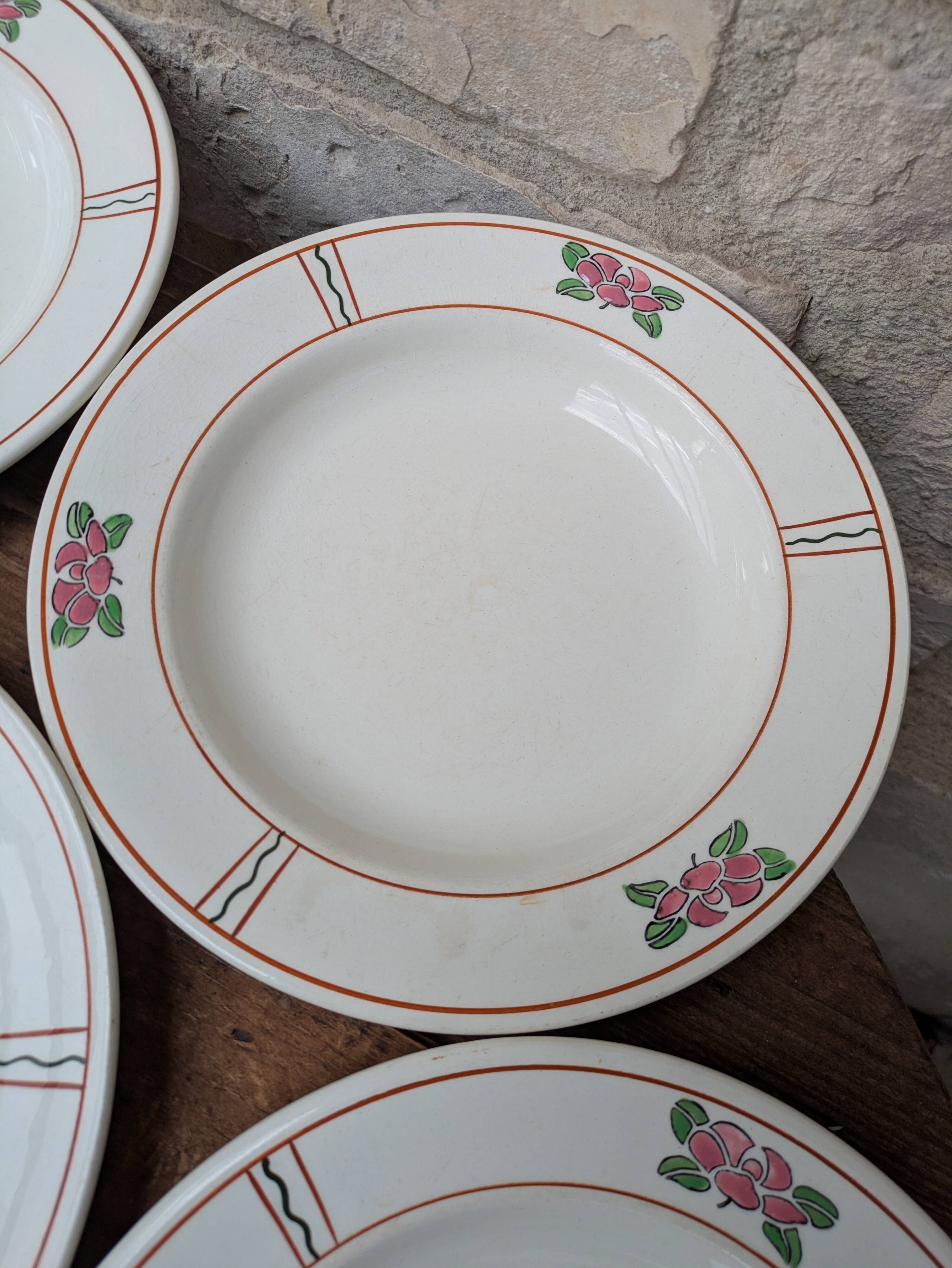 7 old deep plates in Salins earthenware model Nénuphar 24.5cm