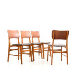 Set of 4 danish dining chairs in teak and beech 1950