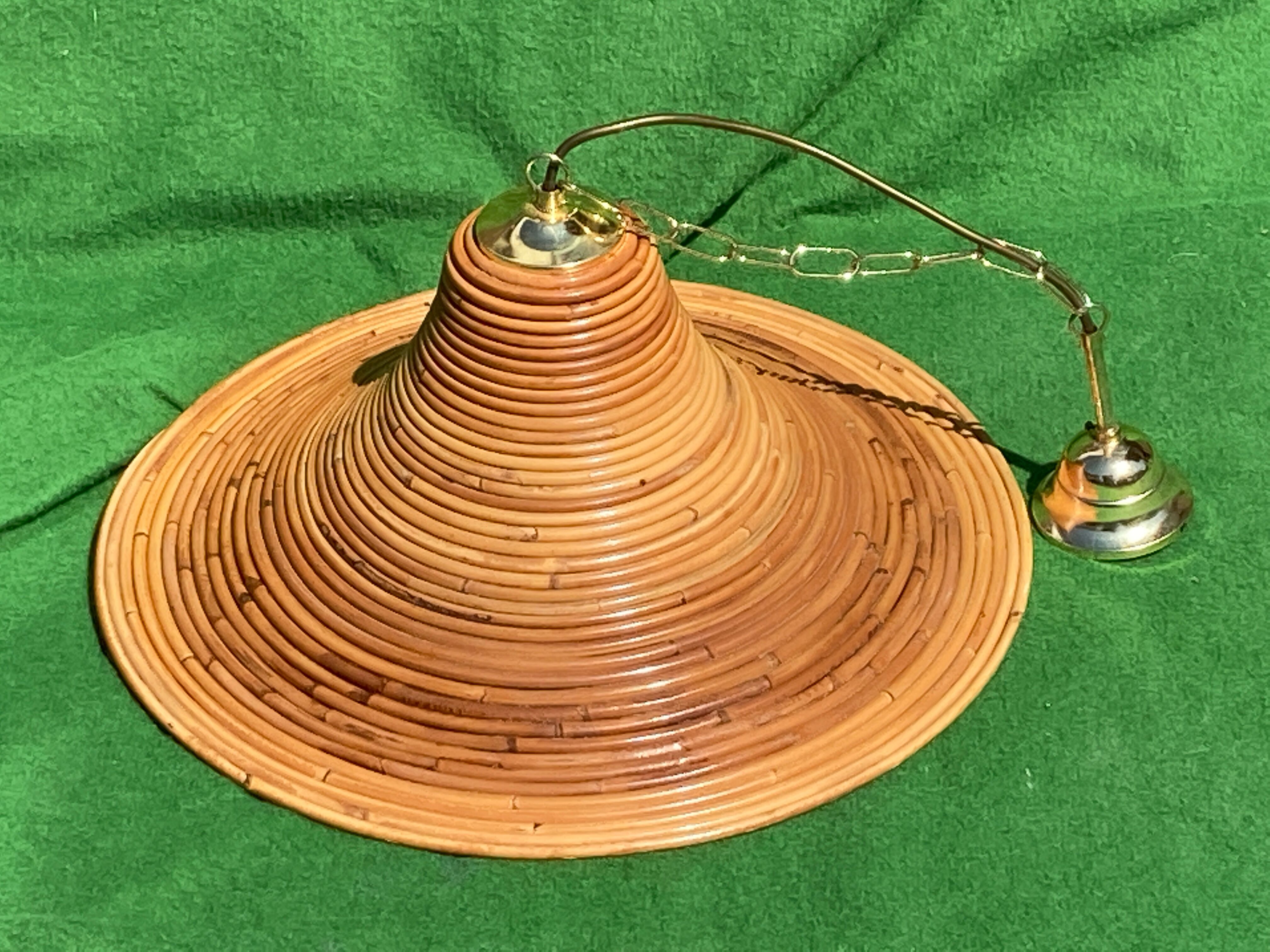 Suspension en osier en rotin, Italie années 1960-1970