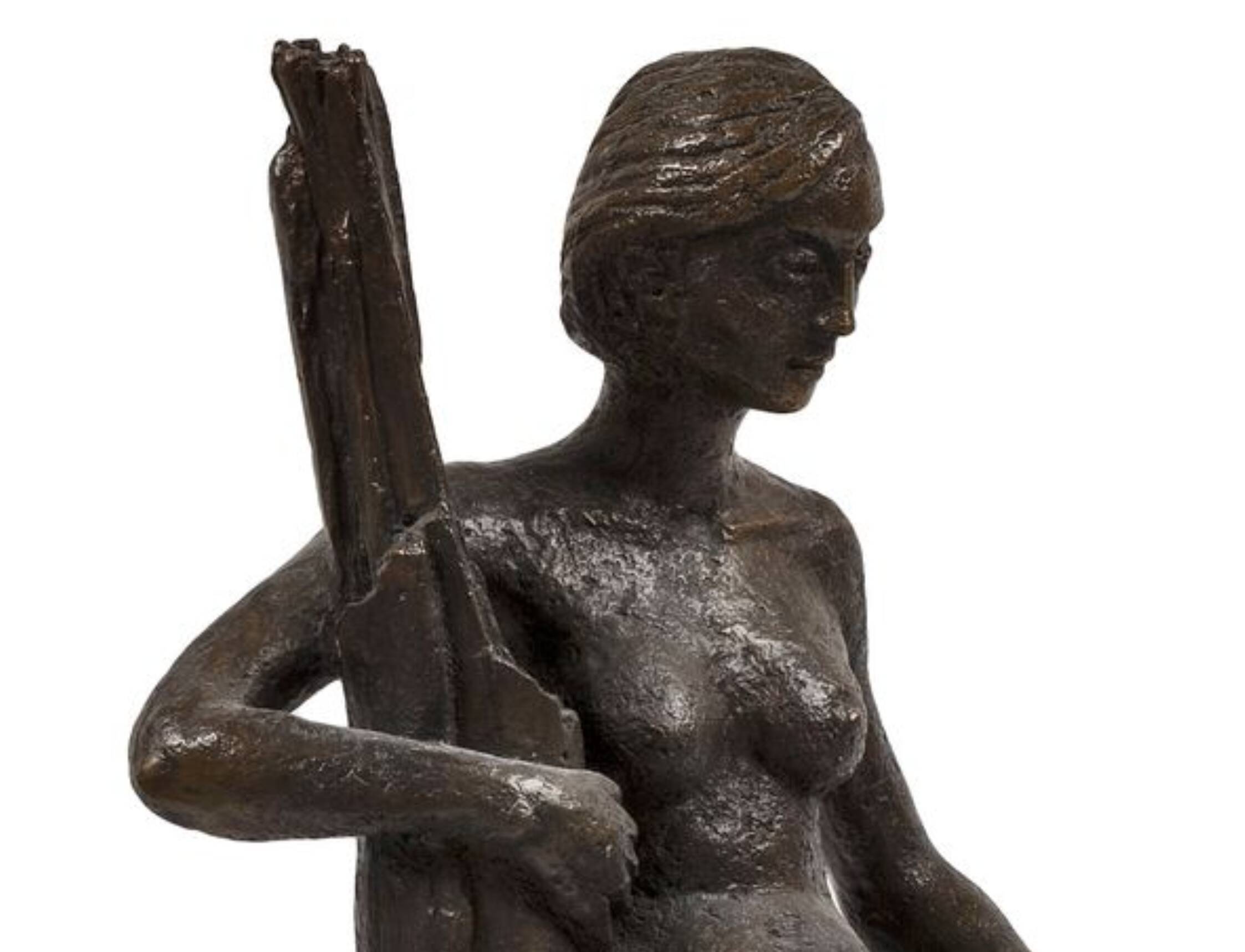 Jean-Pierre Alaux - Bronze Sculpture - Woman sitting on a branch - Signed