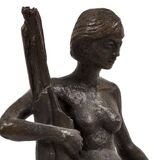 Jean-Pierre Alaux - Bronze Sculpture - Woman sitting on a branch - Signed