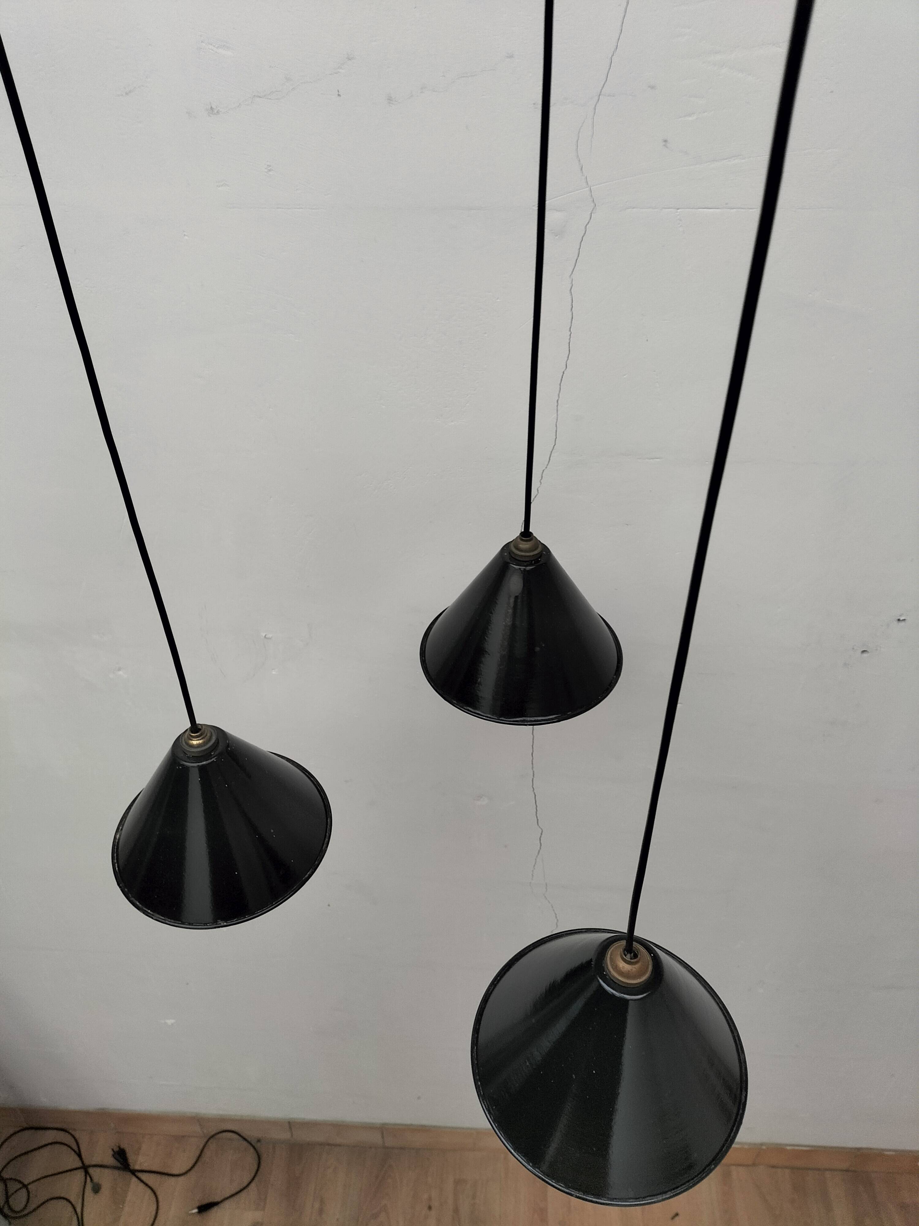 Enameled sheet metal pendant lights