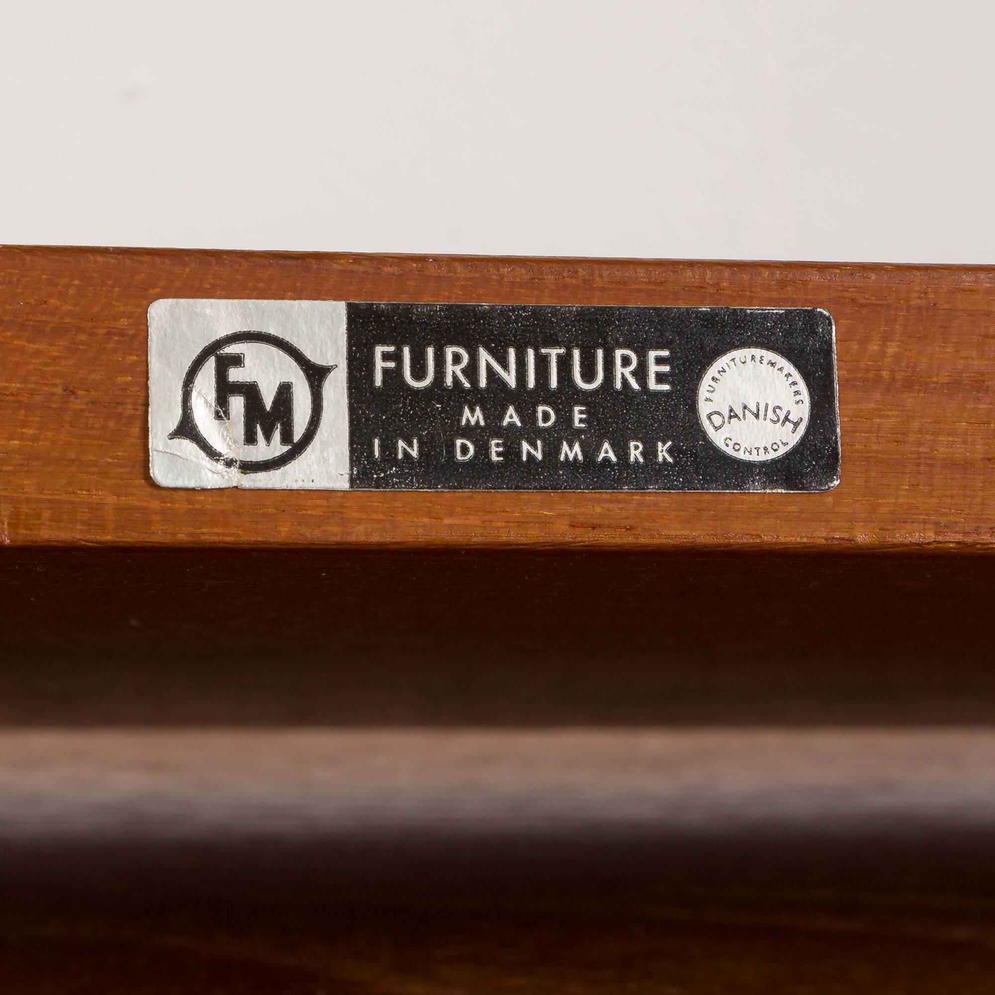 Kai Kristiansen four bay teak wall unit with a dresser, FM Mobler, Denmark