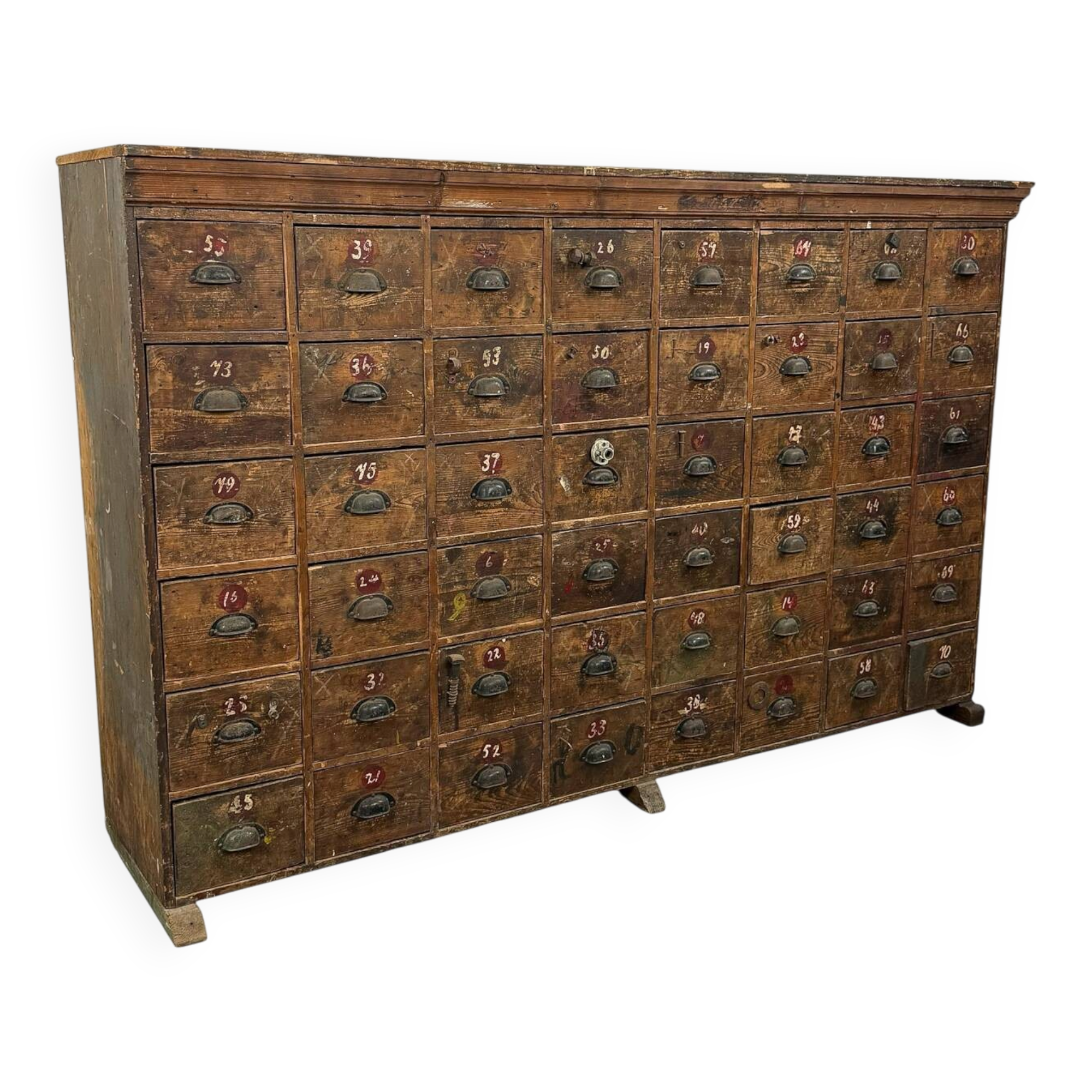 Large Antique Bank of Drawers – 48 Drawer Industrial Cabinet