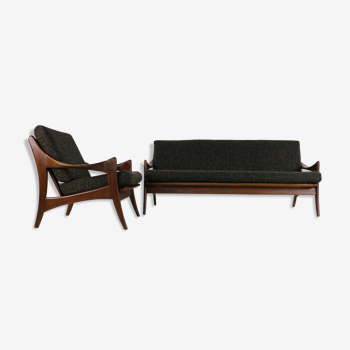 Sixties teakwood sofa and loungechair for De Ster Gelderland