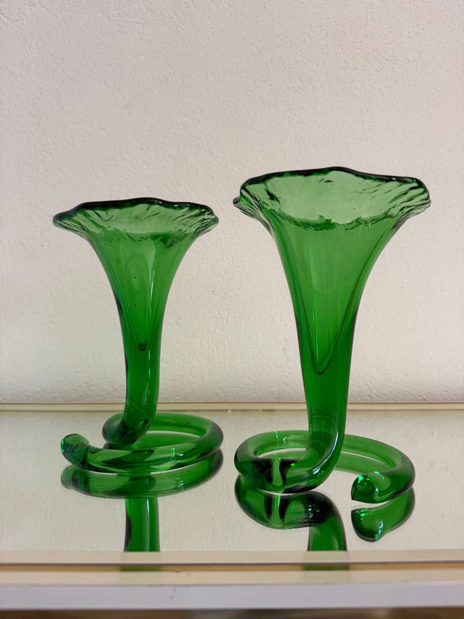 Blown glass cone vases from the 60s