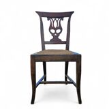 4 x elm dining chair with a carved back frame in a rosette / France / 1890-1900