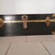 Travel trunk original lacquered wood and metal