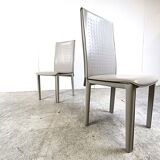 Set of 10 vintage leather dining chairs, 1980s