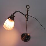 Lampe de bureau française avec abat-jour en verre, réglable, années 1930