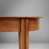 Timeless French Art Deco carved oval side table in oak, 1930s