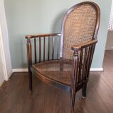 Fauteuil art déco en bois et rotin, années 1920