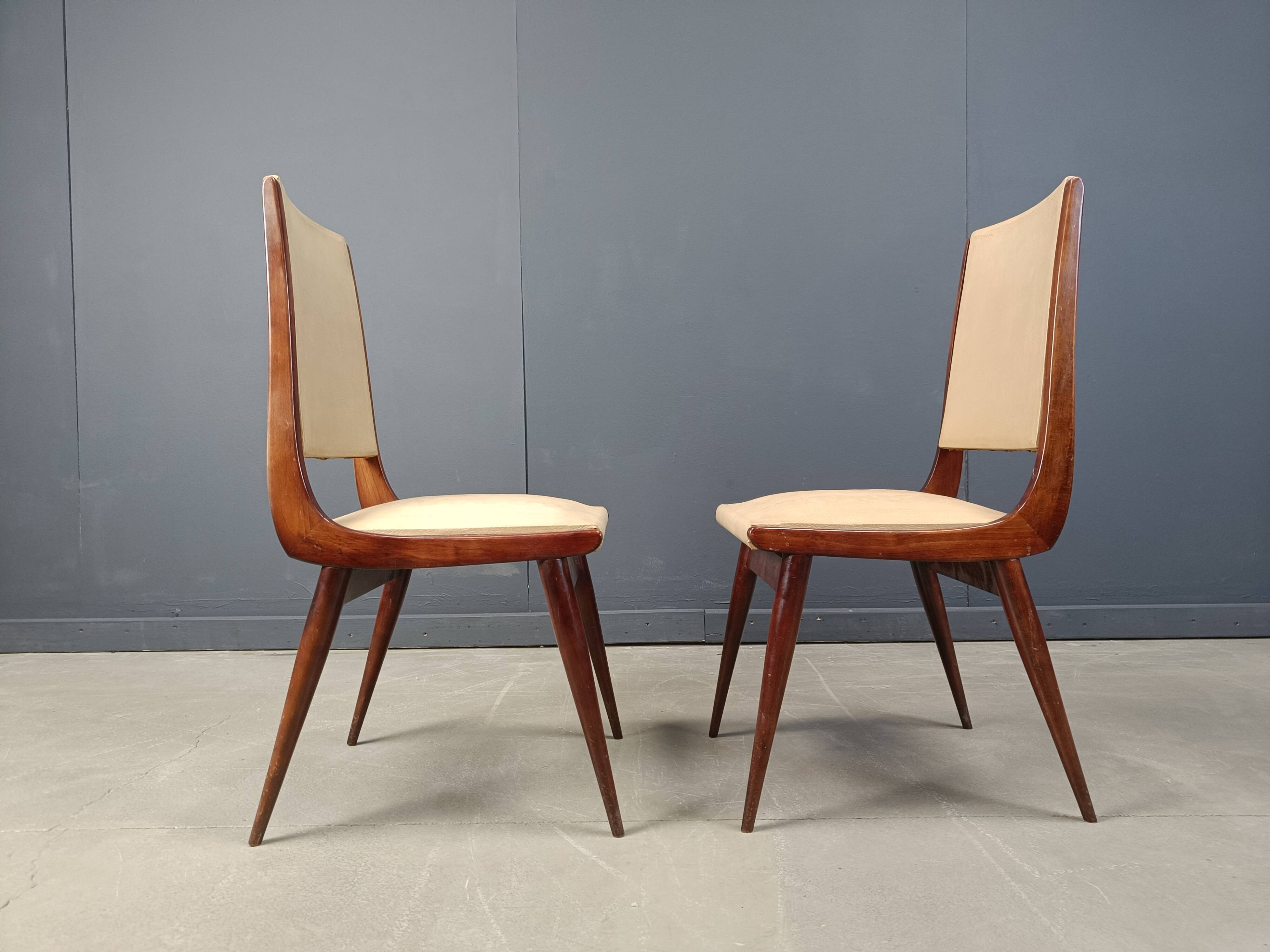 Set of 6 mid century italian dining chairs, 1950s - set of 6