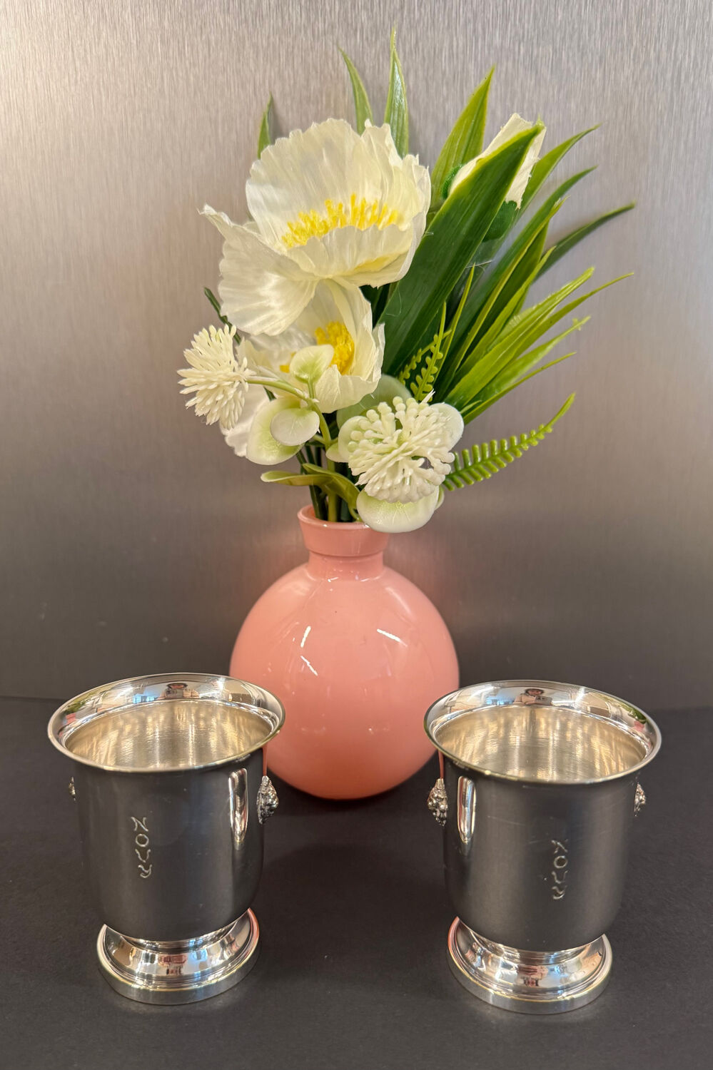Pair of egg cups – lion heads – Empire style