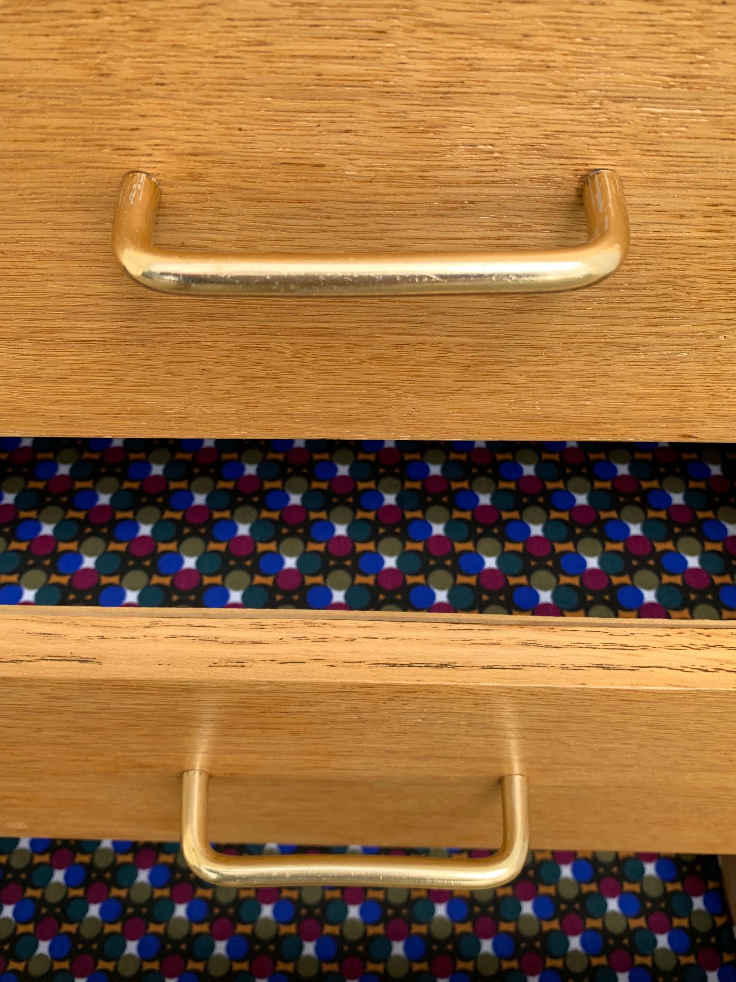 Chest of drawers feet compass raw wood 1950