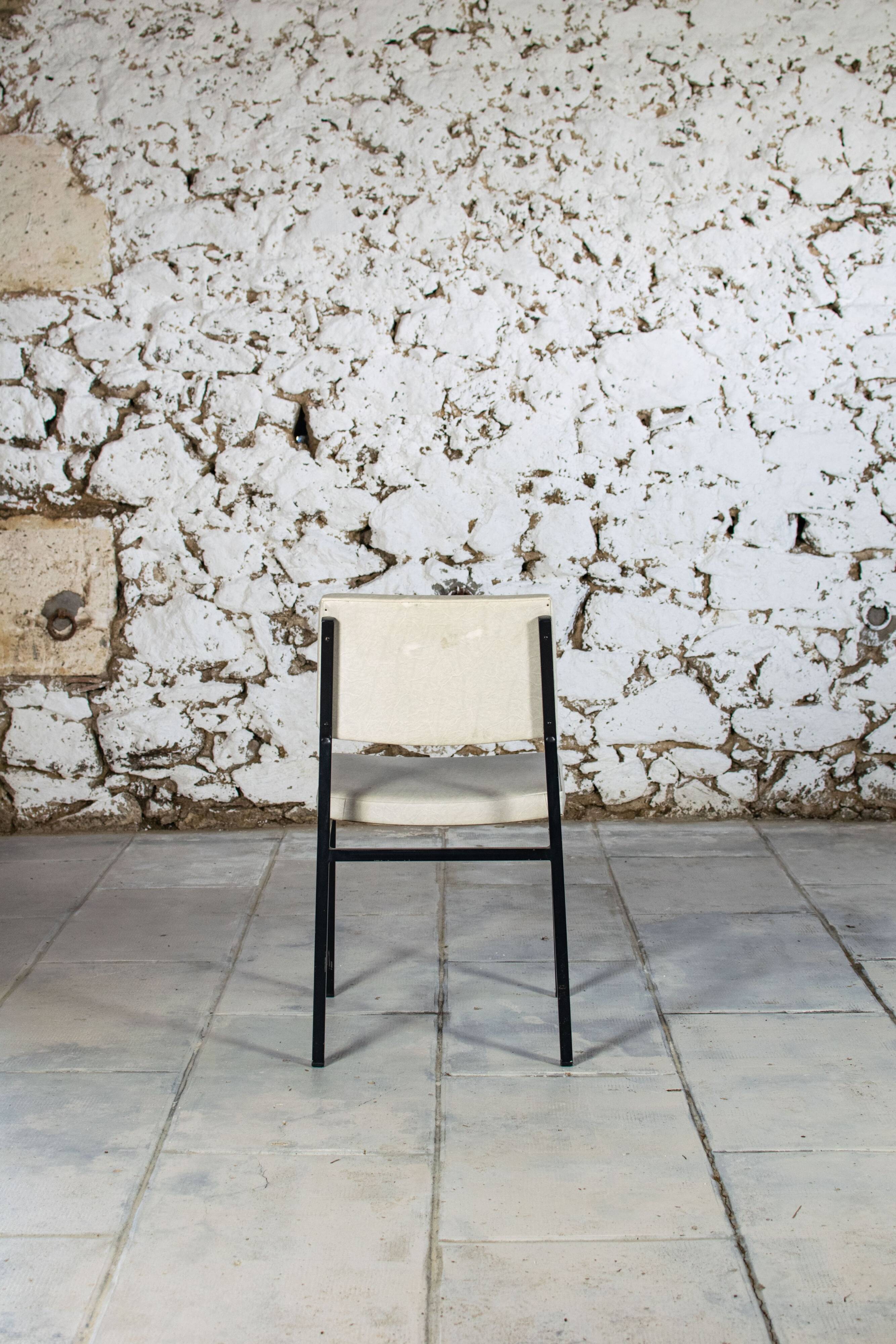 Modernist white skai chair, 1950