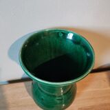 Vintage green ceramic vase signed numbered Longchamp France 1769