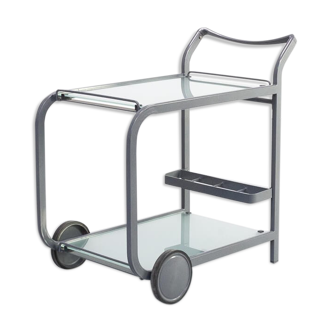 Postmodern metal and glass serving trolley 80