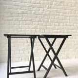 Tables d’appoint laiton & verre fumé