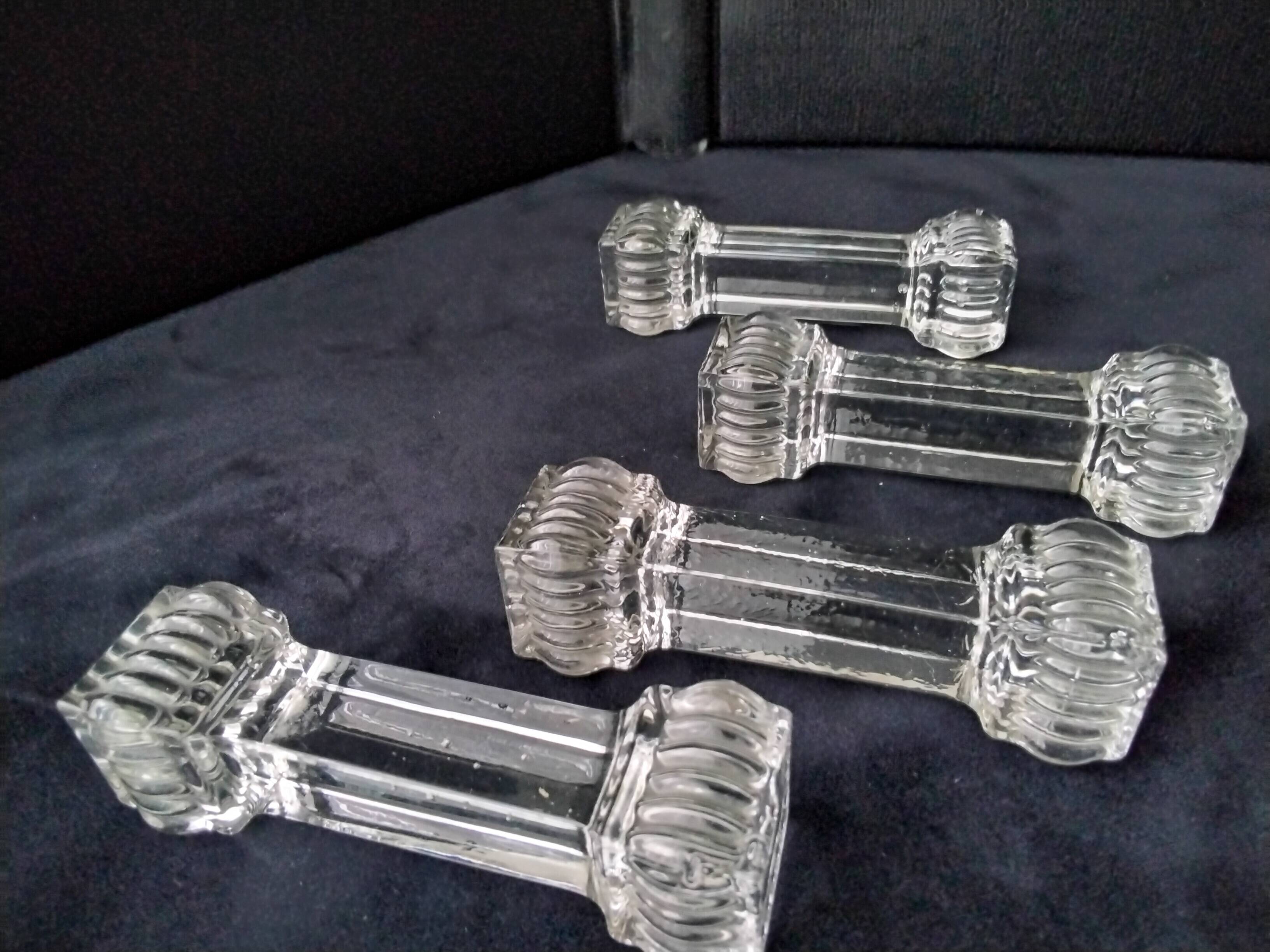 4 Crystal knife holders signed Portieux