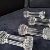 4 Crystal knife holders signed Portieux