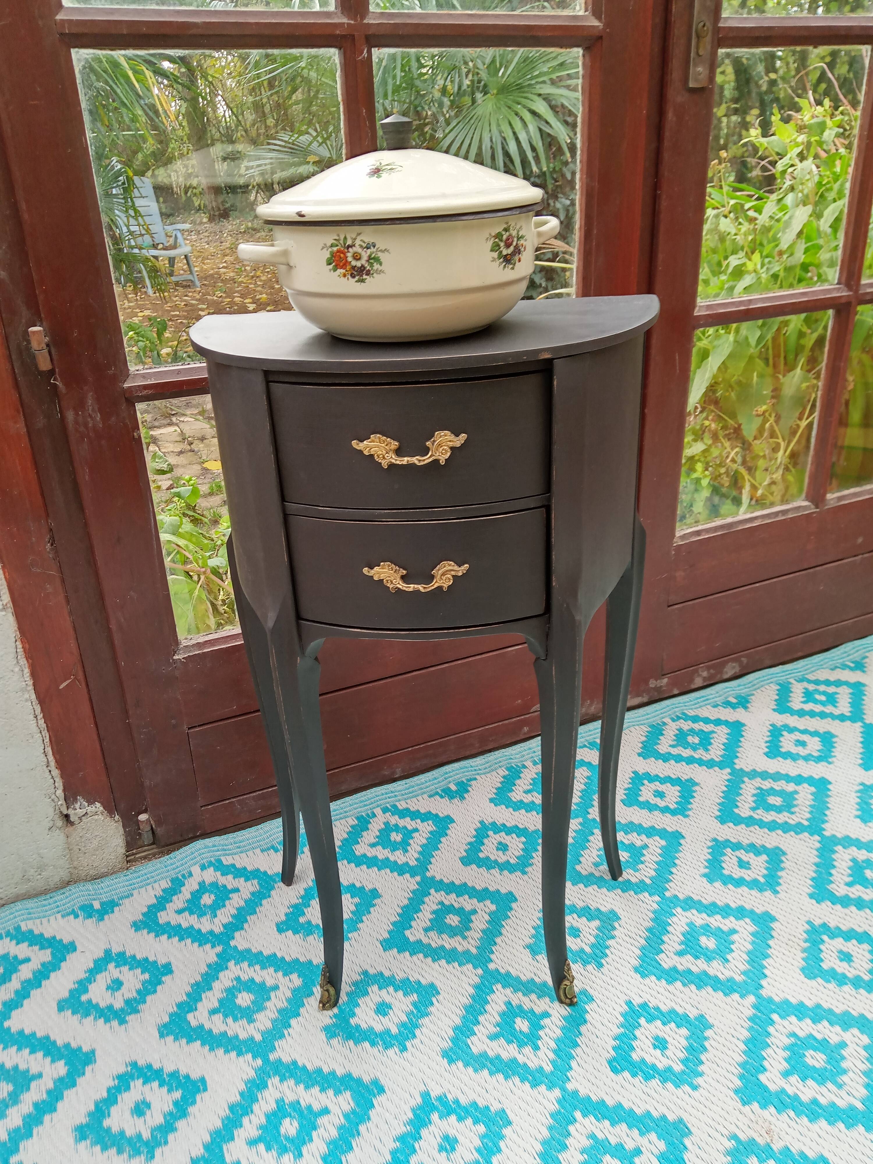 Black patina bedside table
