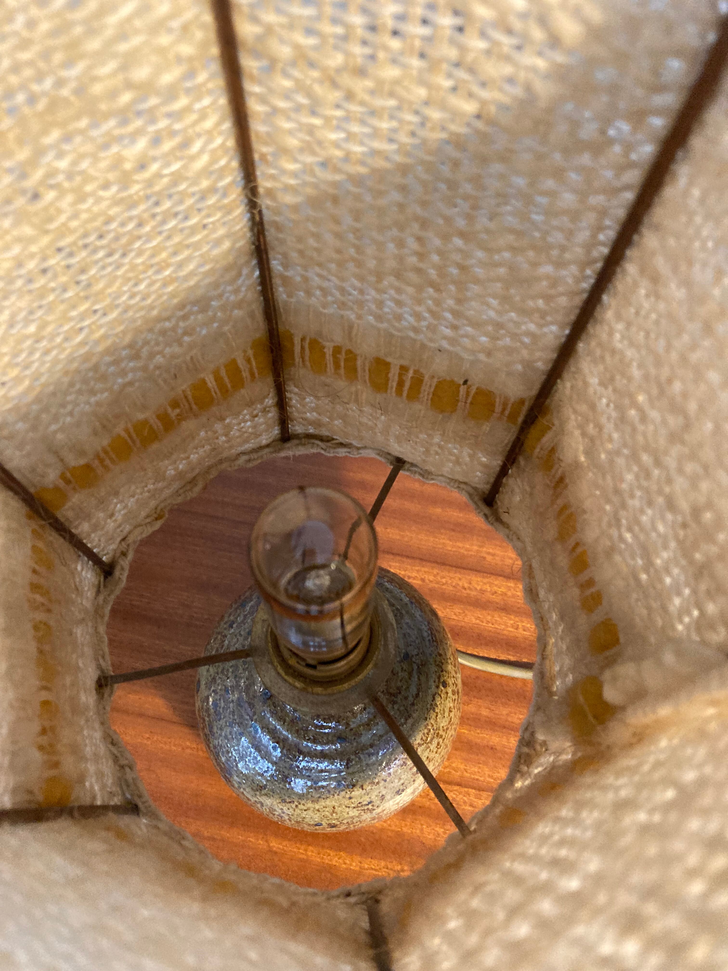 Lamp stoneware pyrite lampshade wool La Borne