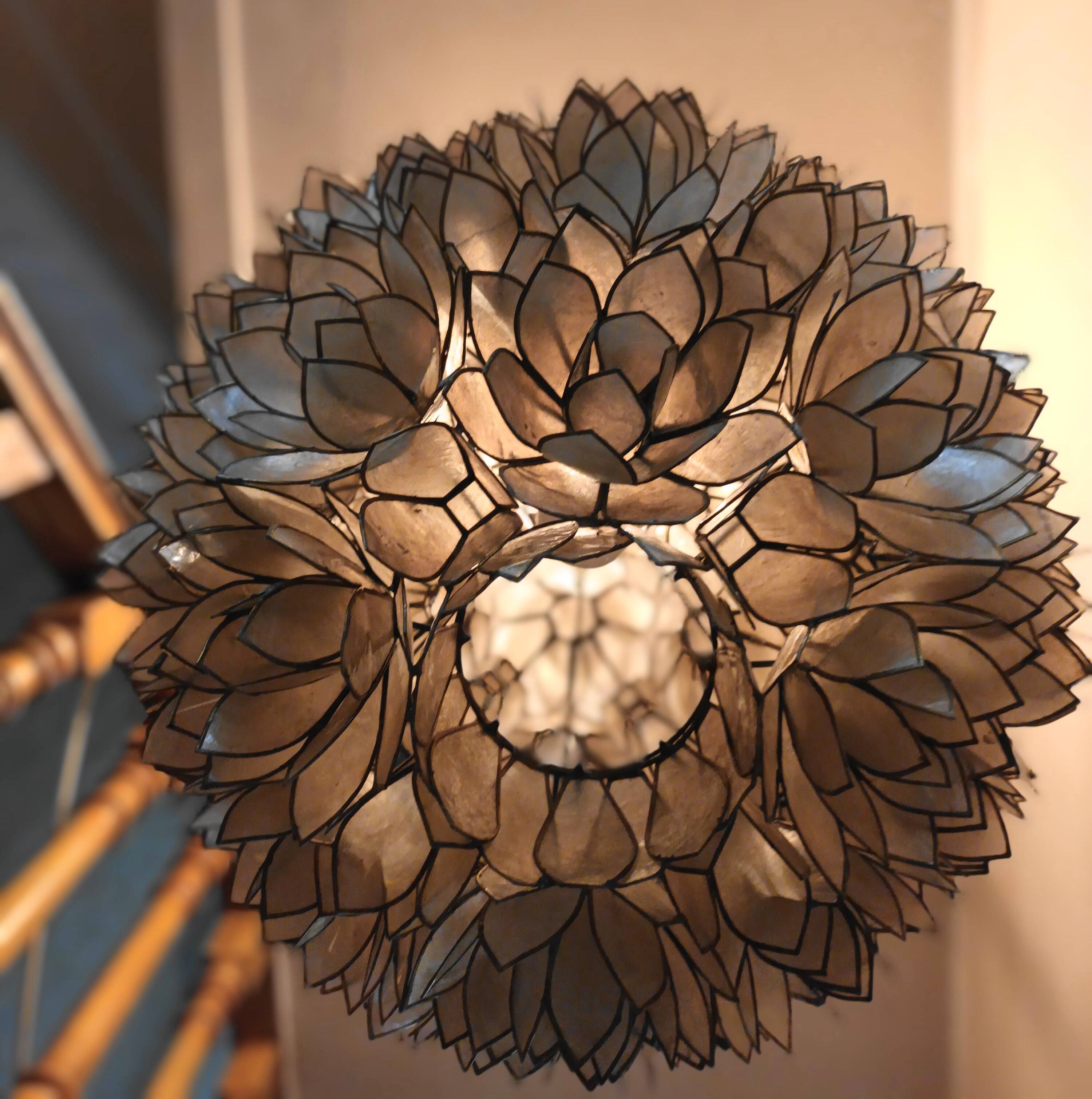 Capiz mother-of-pearl chandelier for Rausch, 1960s