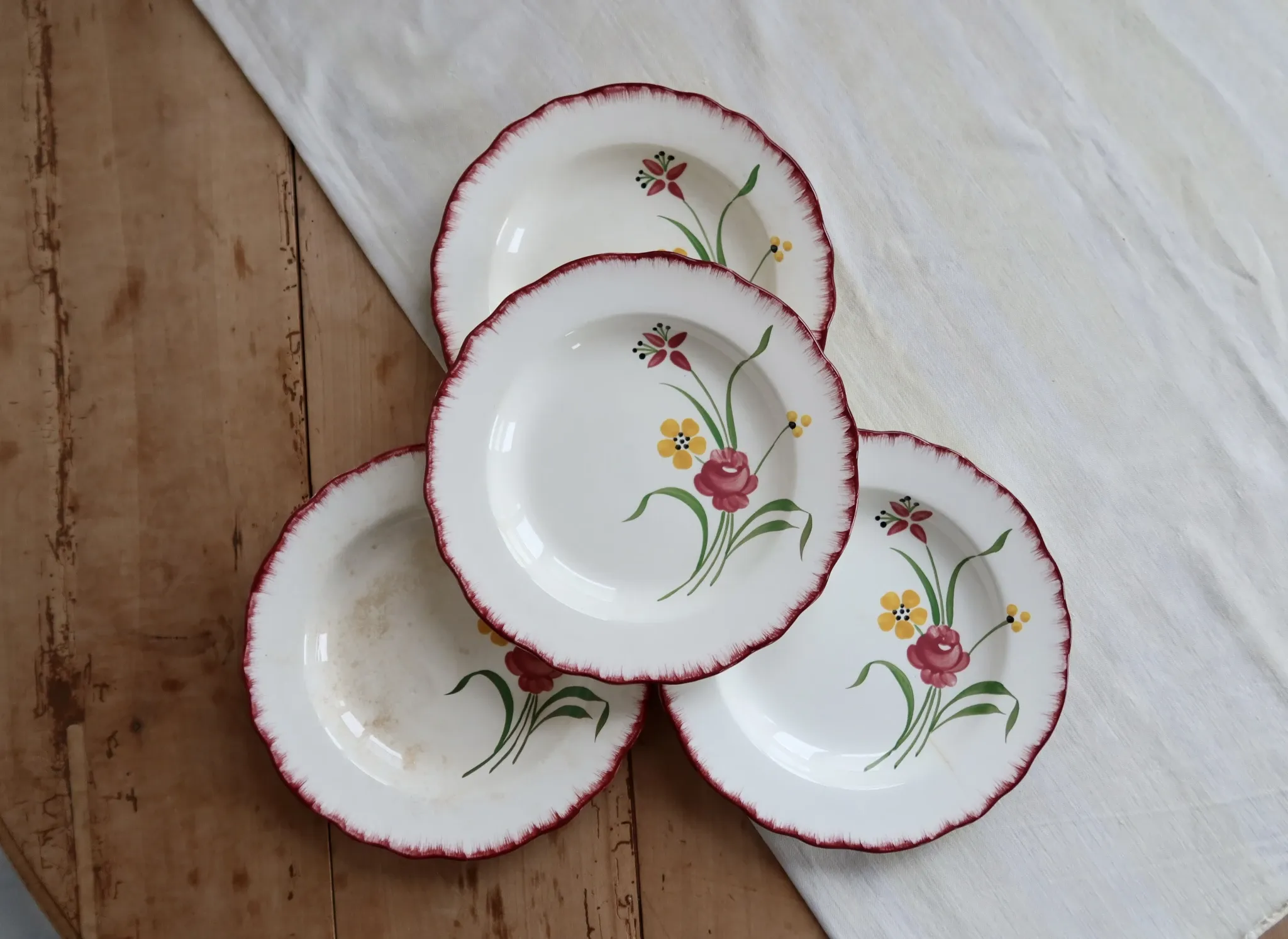 4 vintage deep plates, ironstone Salins model Pierrette