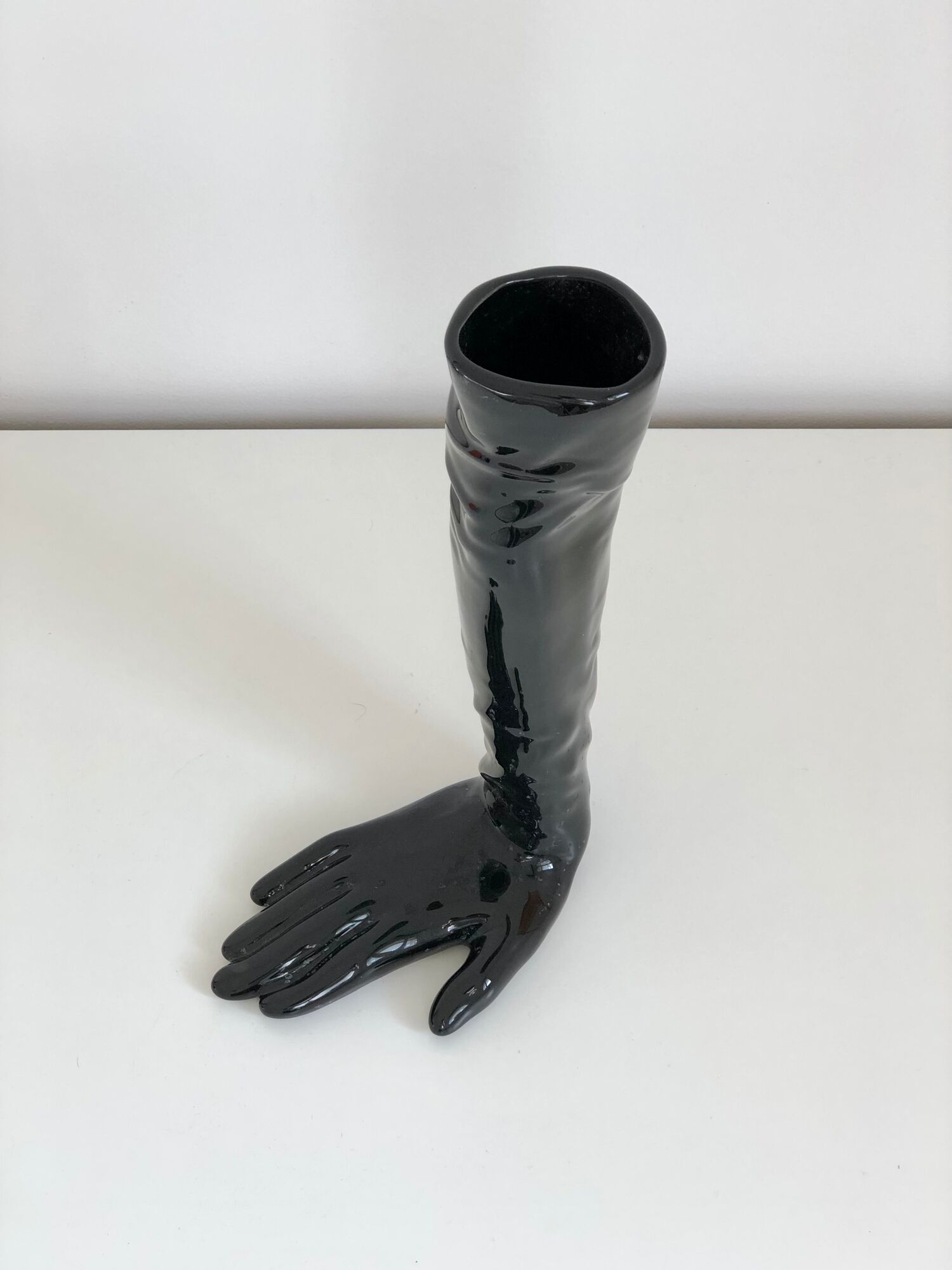 Glove-shaped ceramic vase Axis edition, France, 1980