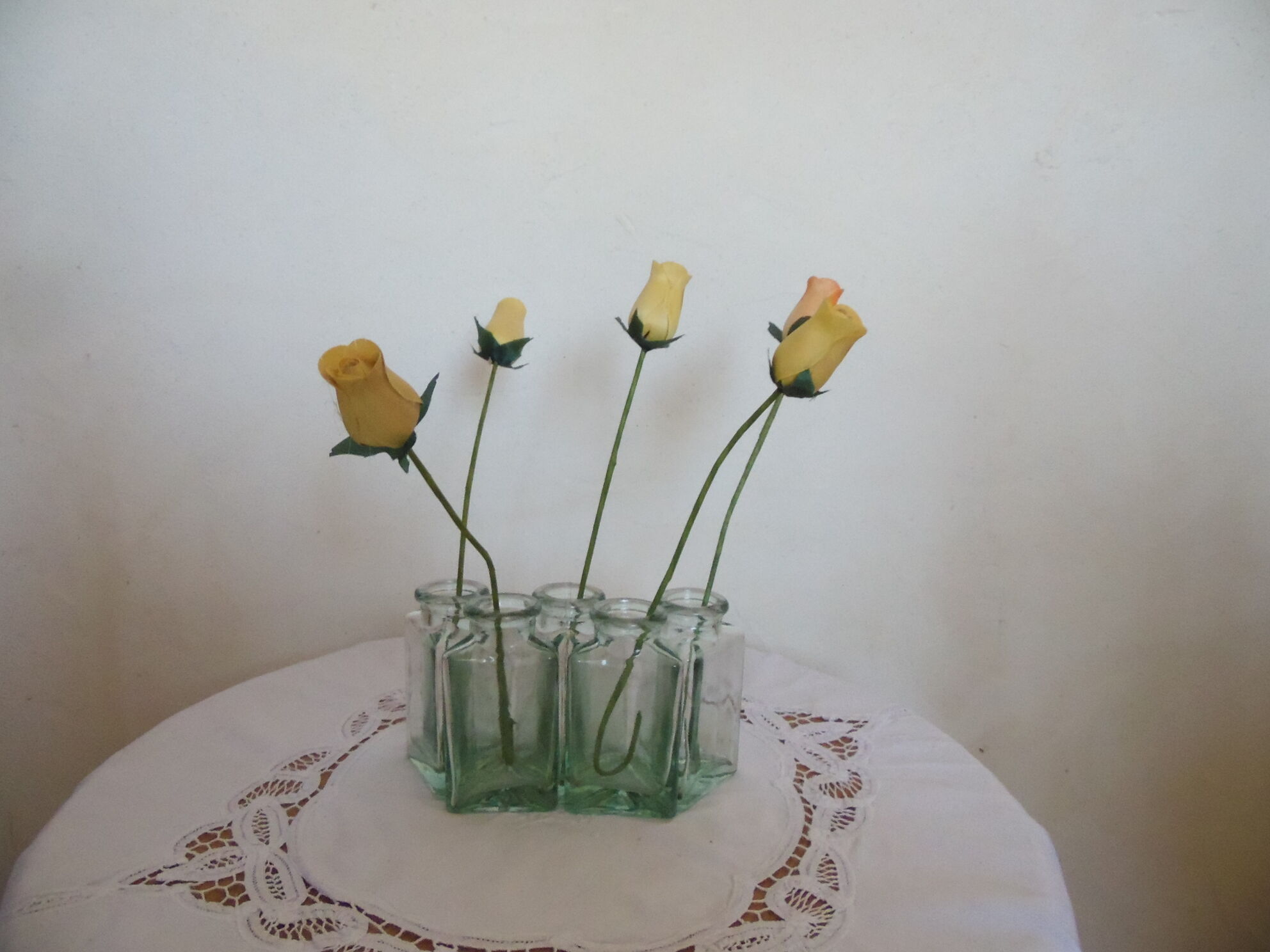 Lot of 5 triangular glass apothecary bottles