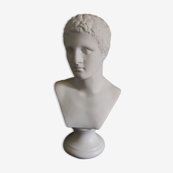 Buste de Hermès en plâtre blanc