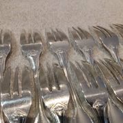12 silver-plated metal cake forks by Christofle Vendôme 15.2
