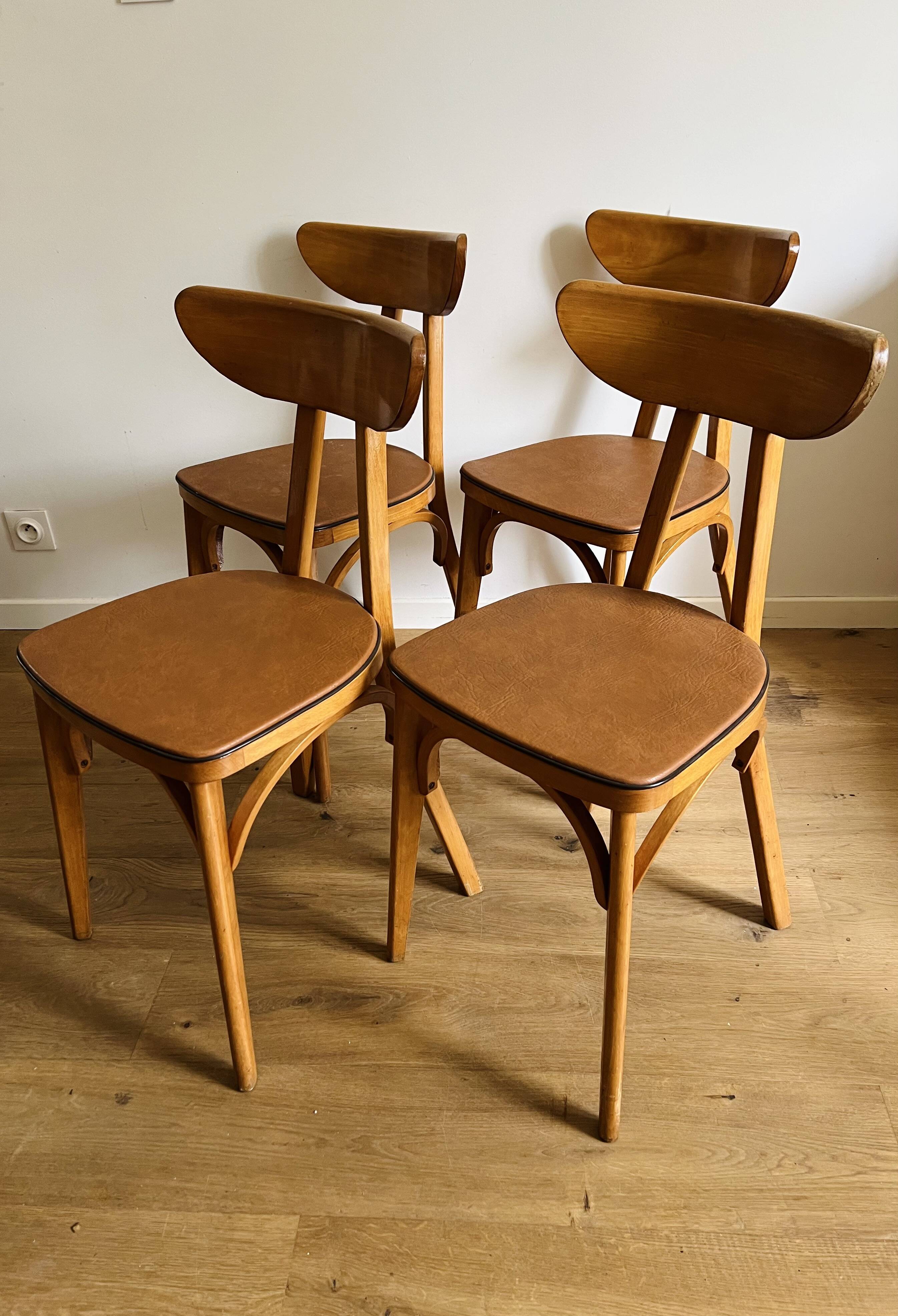 4 chaises « Banane » estampillées Luterma