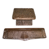 1950s Brutalist Bronze Push & Pull Front Door Handle Push Plate + Mail Slot