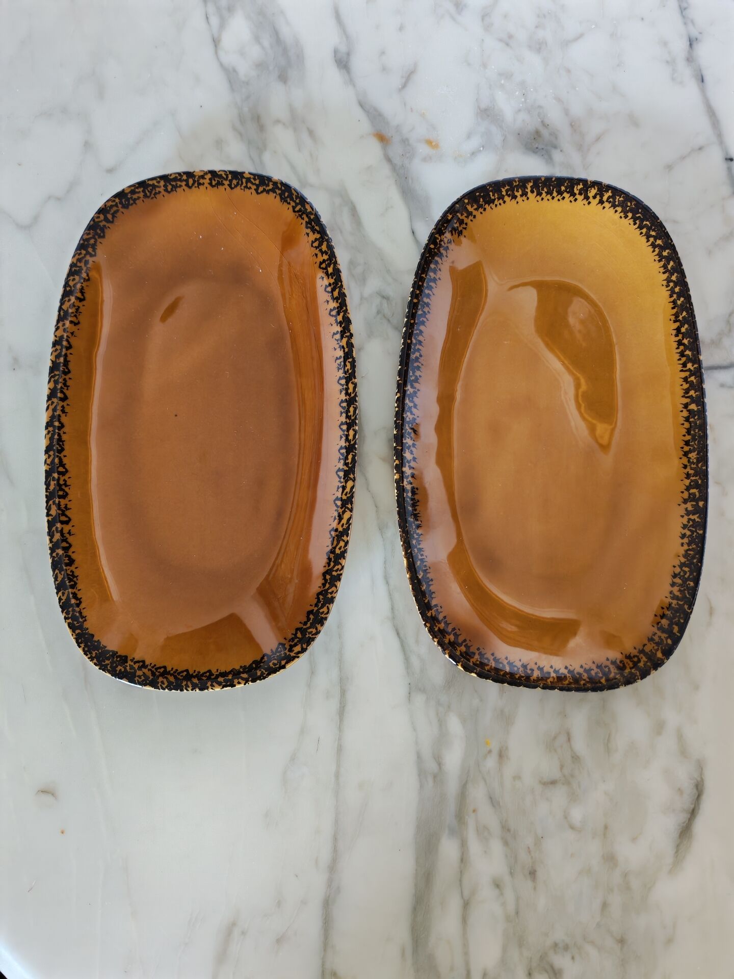 Duo of oval Gien earthenware dishes