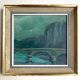 Rome at dusk, oil on panel, A. Luigini. 20th century.